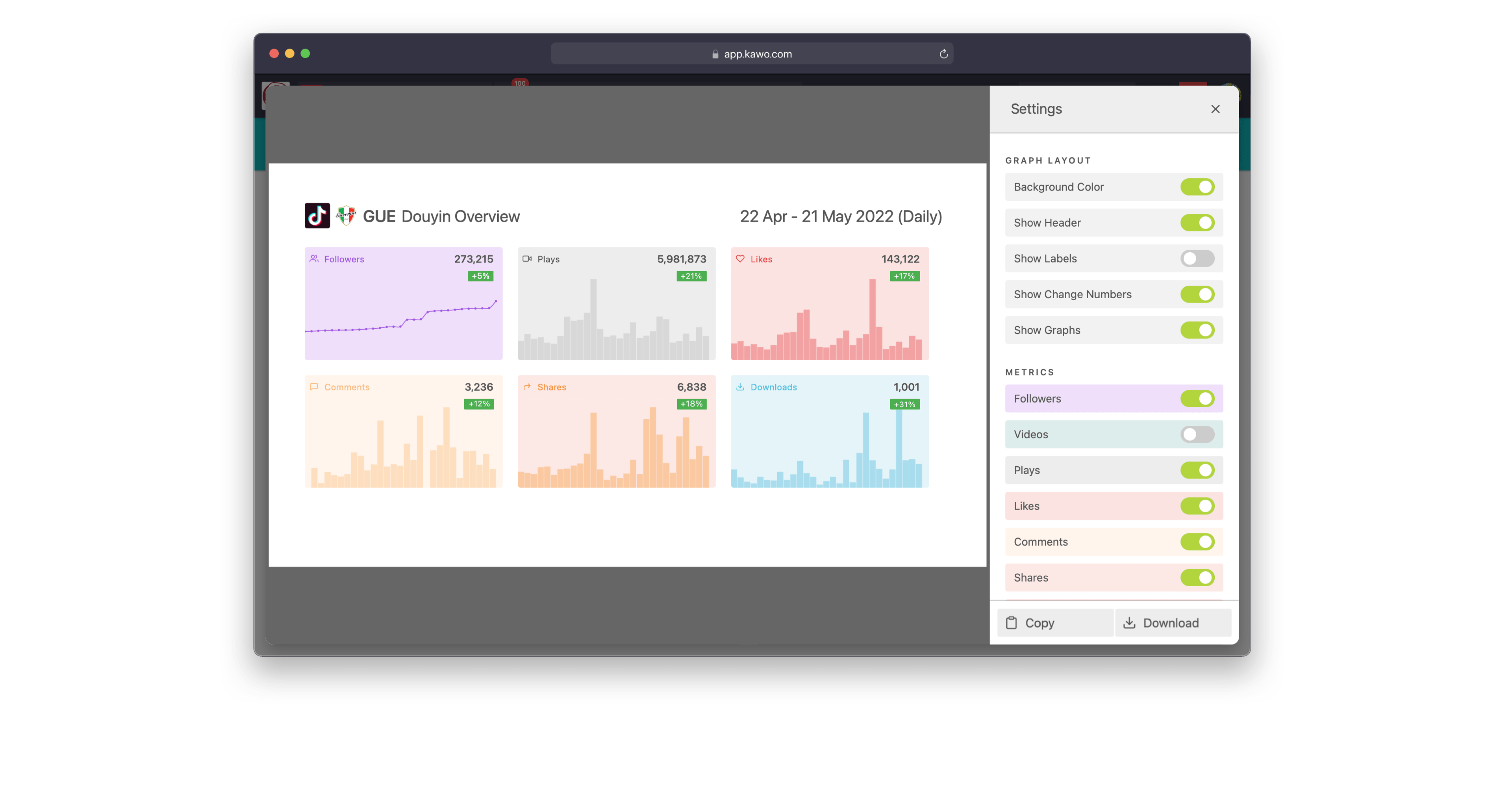 Export Douyin report screenshot in english