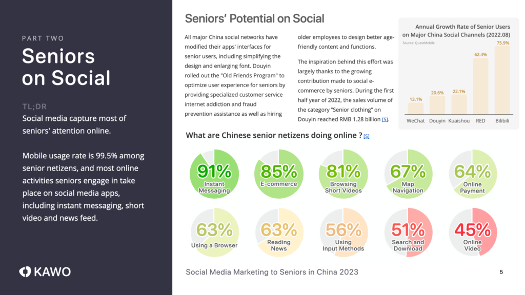 Screenshot of content on seniors' potential of spending power