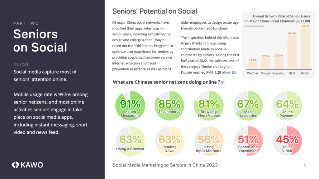 Datas on what seniors are impacting social media in China