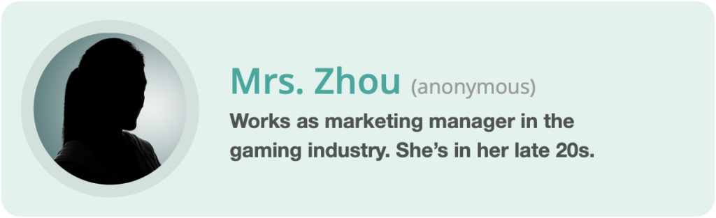 Mrs.Zhou works as marketing manager in the gaming industry.