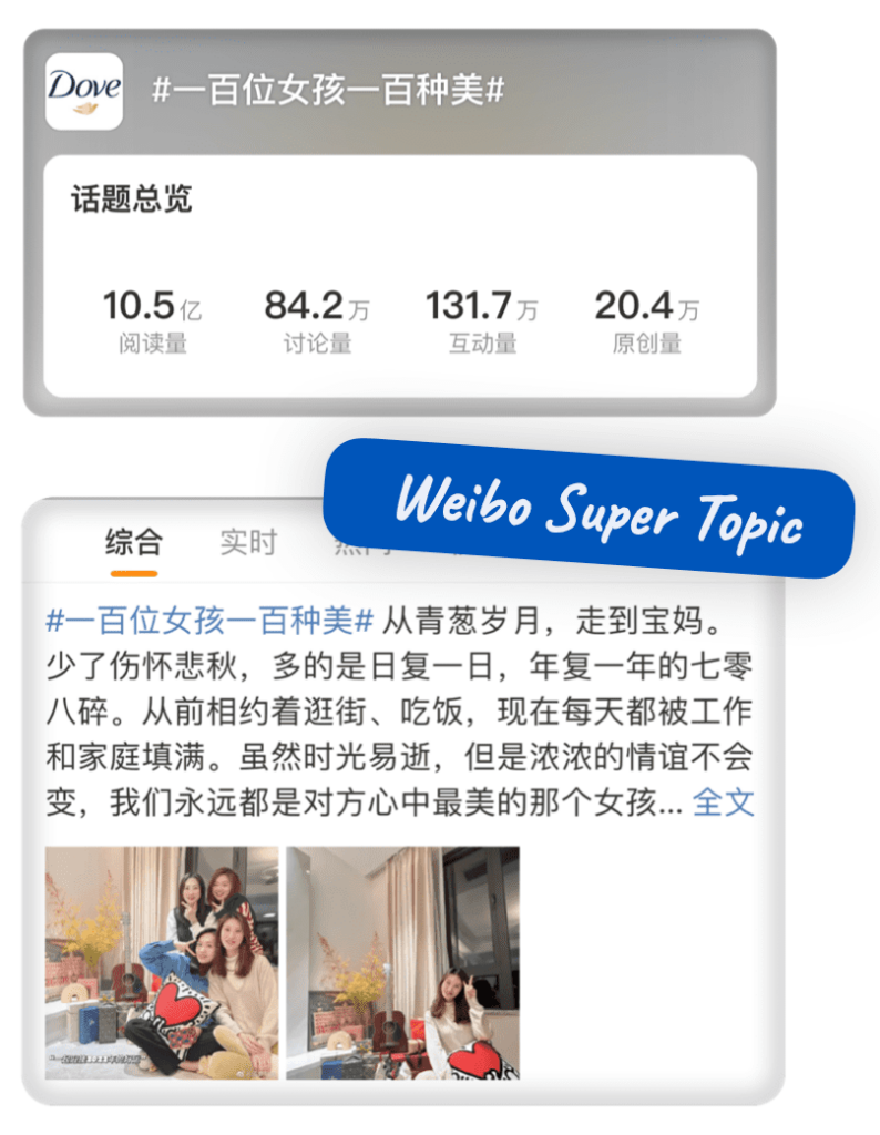 A screenshot of Dove's weibo super topic